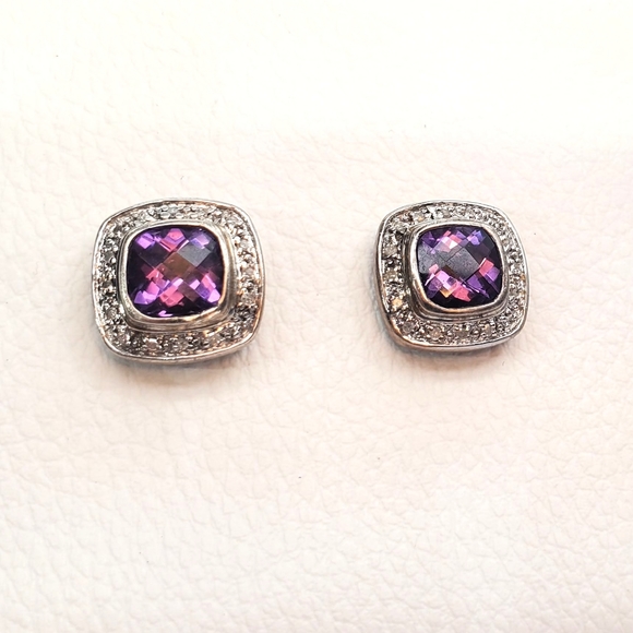 14k & 925 Wells Vintage Amethyst earrings - Picture 5 of 9